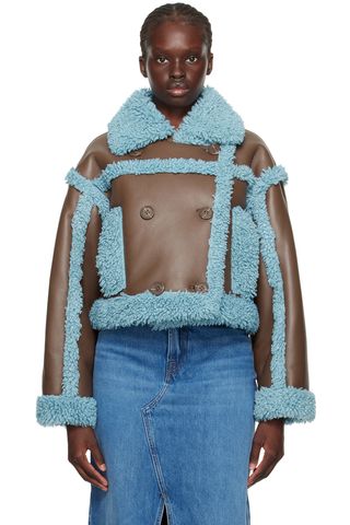 Stand Studio + Brown & Blue Kristy Faux-Shearling Jacket