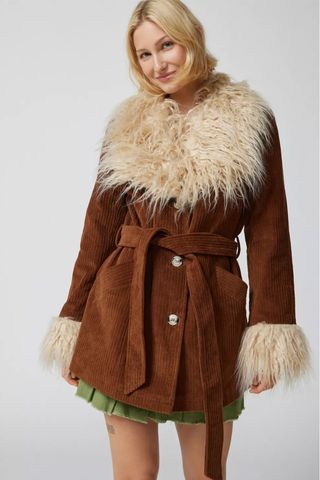 Urban Outfitters + UO Tasha Faux Fur Corduroy Coat