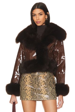 Adrienne Landau + Faux Leather & Fur Jacket