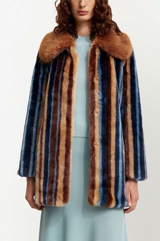 Unreal Fur + Rhapsody Striped Faux-Fur Coat
