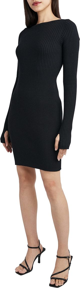 BCBGeneration + Long Sleeve Sweater Midi Dress With Thumb Holes