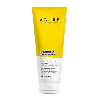 Acure + Brightening Facial Scrub - 4 Fl Oz - All Skin Types, Sea Kelp & French Green Clay - Softens, Detoxifies and Cleanses