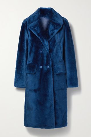 Yves Salomon + Double-Breasted Shearling Coat