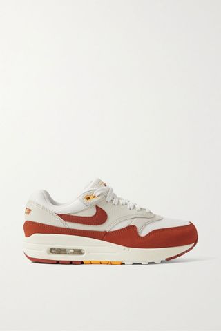 Nike + Air Max 1 Textured-Leather, Suede and Canvas Sneakers