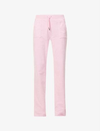 Juicy Couture + Del Ray Straight-Leg Mid-Rise Velour Jogging Bottoms