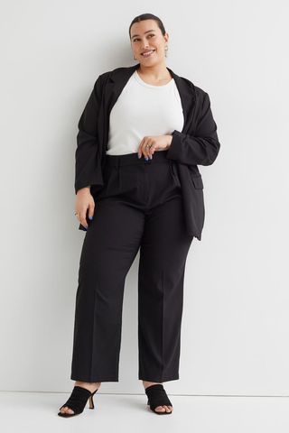 H&M+ + High-Waisted Tailored Trousers