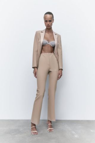 Zara + High-Rise Flare Trousers
