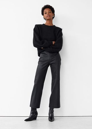 & Other Stories + Flared Cropped Leather Trousers