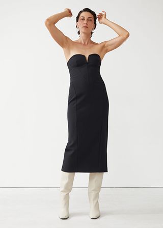 & Other Stories + Fitted Corset Midi Dress
