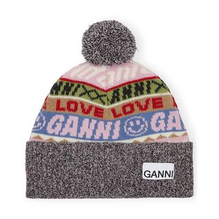 Ganni + Graphic Logo Wool Beanie