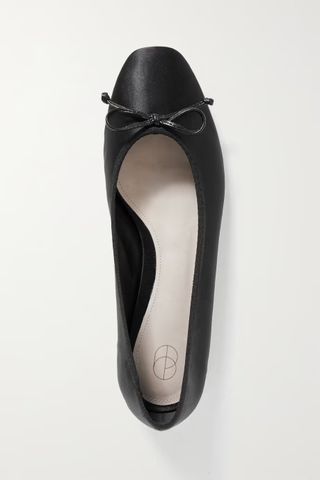 Porte 
Paire + Bow-Embellished Satin Ballet Flats