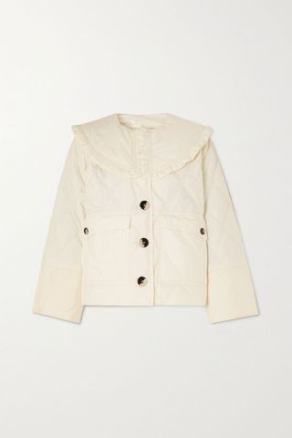 Ganni + Ruffled Quilted Recycled Shell Jacket
