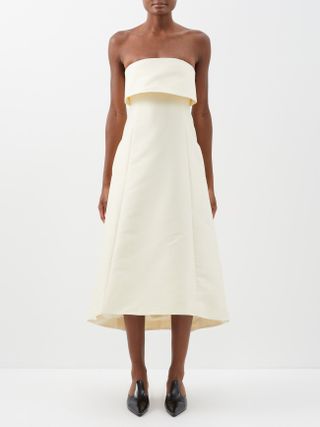 Toteme + Strapless Cotton-Blend Midi Dress