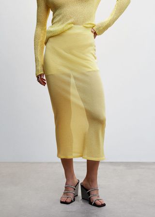 Mango + Semi-Transparent Knitted Skirt