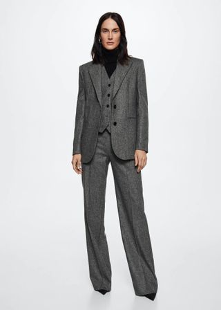 Mango + Check Wool-Blend Suit Waistcoat