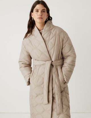 Per Una + Quilted Belted Longline Puffer Coat