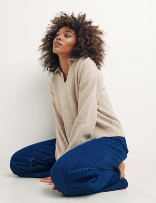 Nobody's Child + Cotton Rich Collared Relaxed Jumper