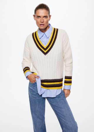 Mango + V-Neck Lurex Sweater