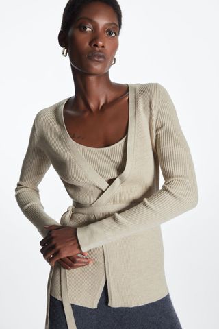 Cos + Ribbed Wool Wrap Top