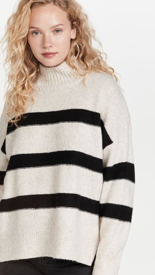 Line & Dot + Rosie Striped Mock Neck Sweater
