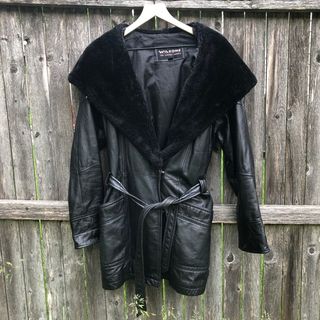 PaleBlueDotVintage + Vintage Wilson's Black Leather Faux Fur Jacket