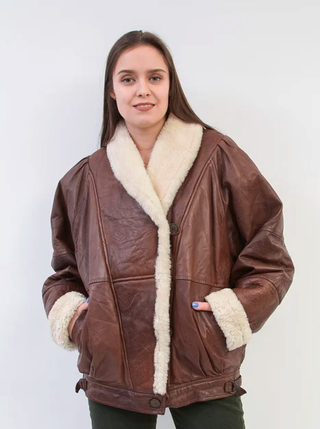 MatronPatron + Leather Shearling Real Fur Jacket