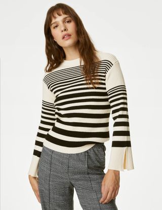 M&S Collection + Striped Crew Neck Jumper