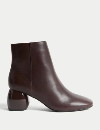 M&S Collection + Leather Statement Block Heel Ankle Boots