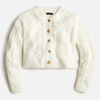J.Crew + Cashmere Bouclé Cropped Cardigan Sweater