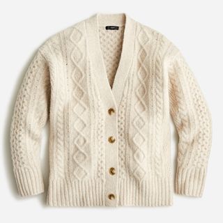 J.Crew + Cable-Knit Stretch Wool Cardigan Sweater