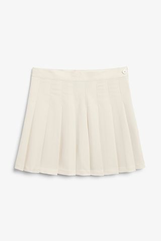 Monki + White Pleated Mini Skirt