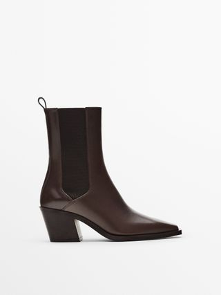 Massimo Dutti + Leather Cowboy-Style Chelsea Boots