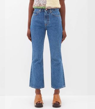 Ganni + Betsy Flared Cropped Jeans
