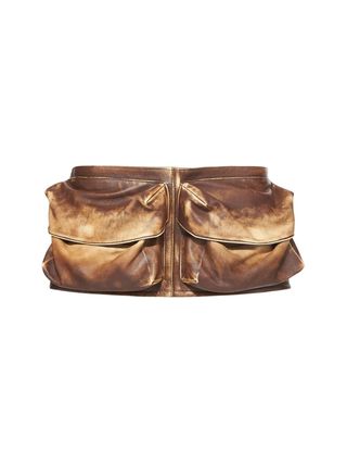 Miu Miu + Pouch-Pockets Leather Wide Belt