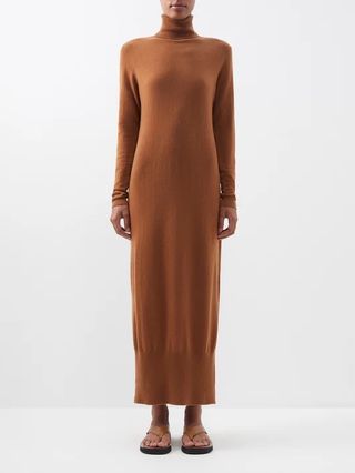 Allude + Wool-Blend Roll-Neck Sweater Dress