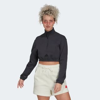 Adidas + Cropped Half-Zip Sweater