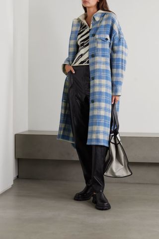 Isabel Marant Étoile + Fontia Oversized Checked Wool-Blend Flannel Coat