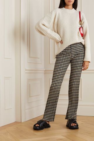 Holzweiler + Gilly Checked Stretch Recycled Plissé-Crepe Straight-Leg Pants