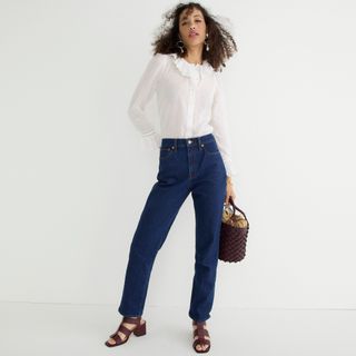 J.Crew + High-Rise '90s Classic Straight Jean in Rinse Wash