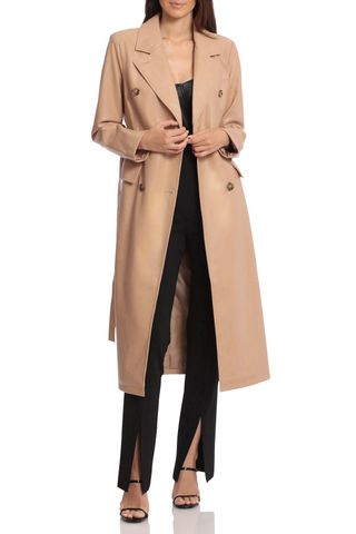 Avec Les Filles + Faux Leather Belted Trench Coat