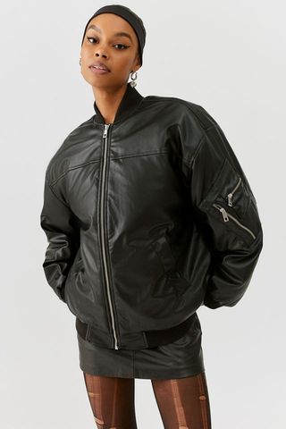 Bdg + Marcy Faux Leather Oversized Bomber Jacket