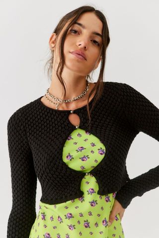 Urban Outfitters + Piper Textured Keyhole Sweater