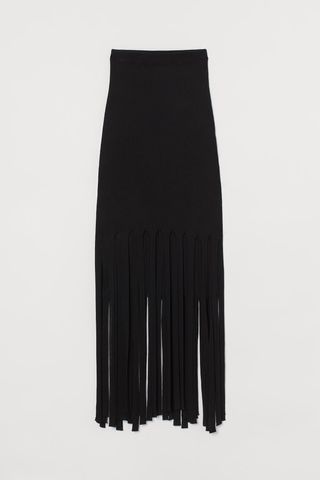 H&M + Ribbed Fringe Skirt