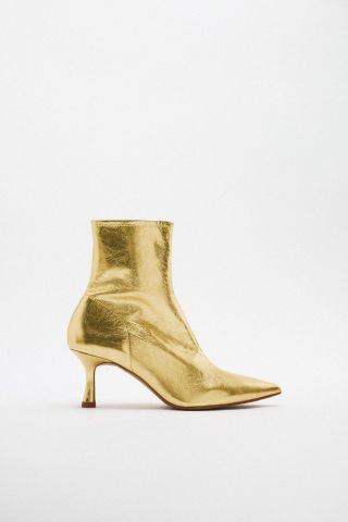 Zara + Metallic Leather Ankle Boots