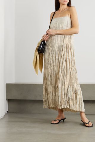 Totême + Crinkled Silk-Habotai Maxi Dress