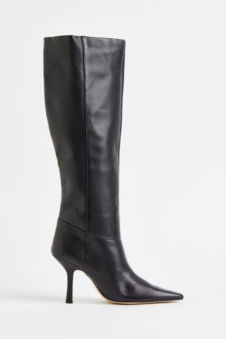 H&M + Knee-High Heeled Leather Boots