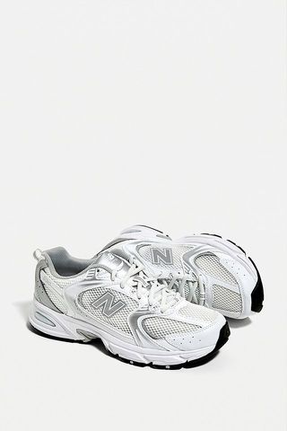 New Balance + 530 White and Silver Trainers
