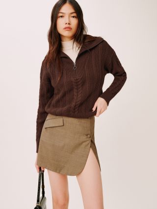The Reformation + Lucca Cotton Cable Half Zip Sweater