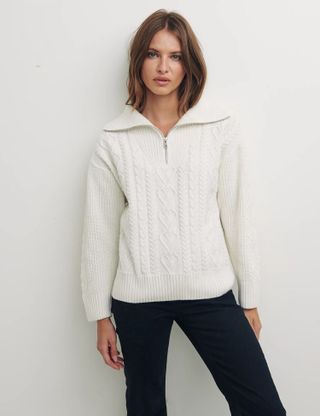 Nobody's Child + Pure Cotton Cable Knit Collared Jumper