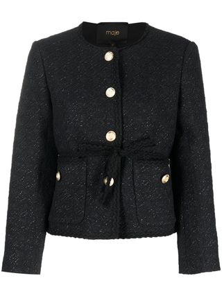 Maje + Straight-Cut Tweed Jacket